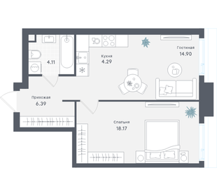 Квартира 47,9 м², 1-комнатная - изображение 1