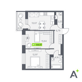 Квартира 54,2 м², 2-комнатная - изображение 1