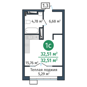 Квартира 32,5 м², студия - изображение 1