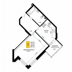 Квартира 47 м², 1-комнатная - изображение 4