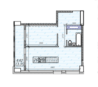 Квартира 47 м², 2-комнатная - изображение 1