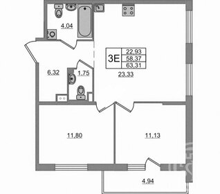 Квартира 63 м², 2-комнатная - изображение 1