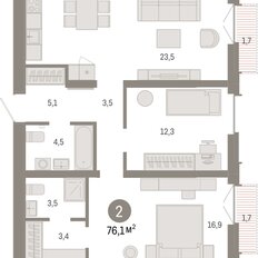 Квартира 76,1 м², 2-комнатная - изображение 3