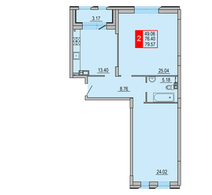Квартира 79,6 м², 2-комнатная - изображение 1