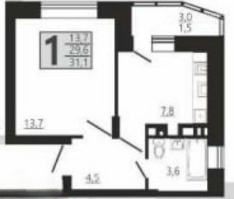 Квартира 30,1 м², 1-комнатная - изображение 1