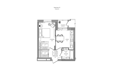Квартира 38,6 м², 1-комнатная - изображение 1