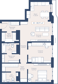 Квартира 89 м², 3-комнатная - изображение 1