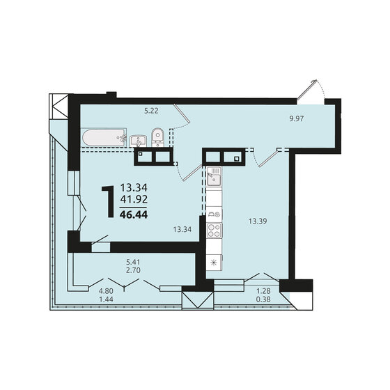 55,4 м², 1-комнатная квартира 10 840 000 ₽ - изображение 74