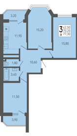 Квартира 77,3 м², 3-комнатная - изображение 1