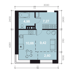 Квартира 34,9 м², 1-комнатная - изображение 3
