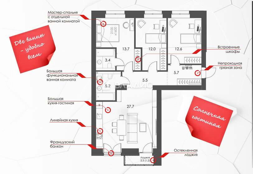 145,3 м², 5-комнатная квартира 16 500 000 ₽ - изображение 94