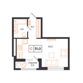 Квартира 31 м², студия - изображение 1