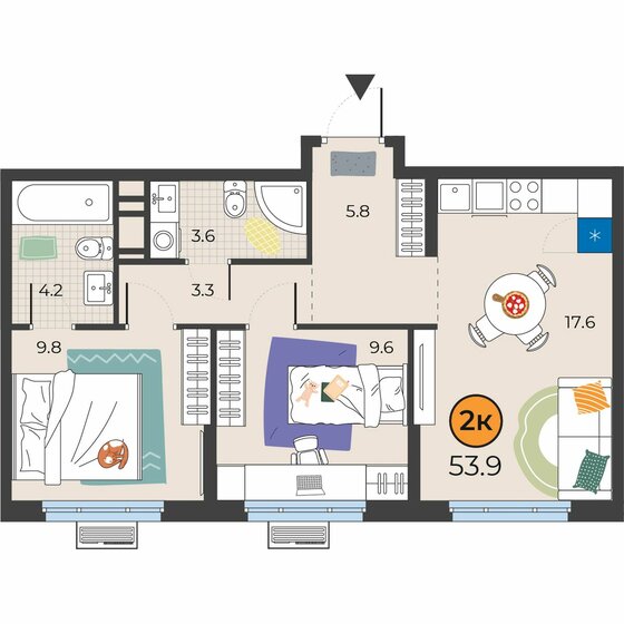 53 м², 2-комнатная квартира 7 550 000 ₽ - изображение 80