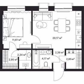 Квартира 46 м², 1-комнатная - изображение 1