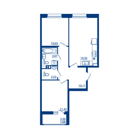 Квартира 59,7 м², 2-комнатная - изображение 1