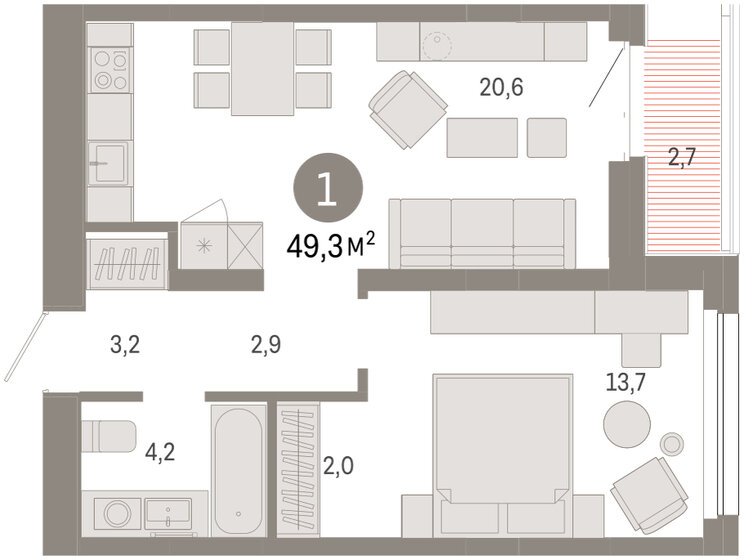 41,1 м², 2-комнатная квартира 5 500 000 ₽ - изображение 92