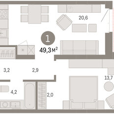Квартира 49,3 м², 2-комнатная - изображение 2