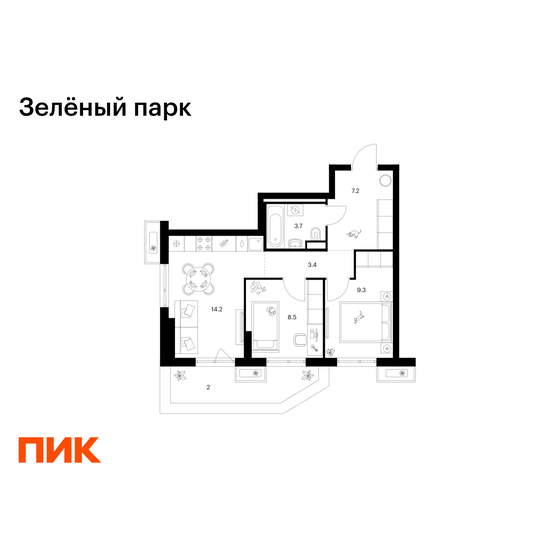 35,7 м², 1-комнатная квартира 10 800 000 ₽ - изображение 94