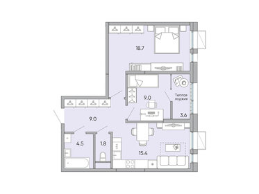 Квартира 62 м², 2-комнатная - изображение 1