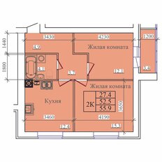 Квартира 55,9 м², 2-комнатная - изображение 2