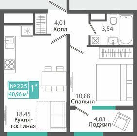 Квартира 41 м², 1-комнатная - изображение 1