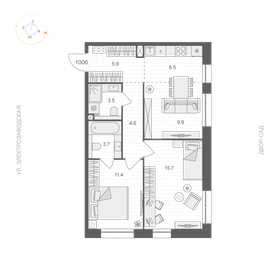 Квартира 61,2 м², 2-комнатная - изображение 1
