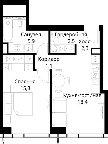 33 м², 1-комнатная квартира 21 463 200 ₽ - изображение 60