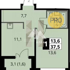 Квартира 37,5 м², 1-комнатная - изображение 2