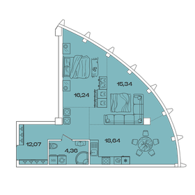 Квартира 66,7 м², 2-комнатная - изображение 1