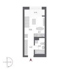 Квартира 27,3 м², студия - изображение 2