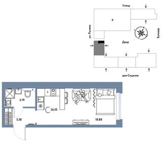 Квартира 26,1 м², студия - изображение 1