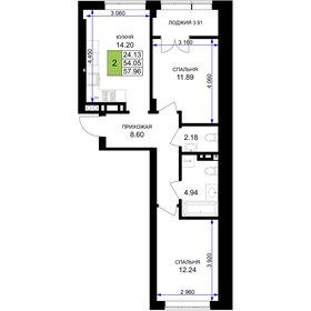 Квартира 58 м², 2-комнатная - изображение 1