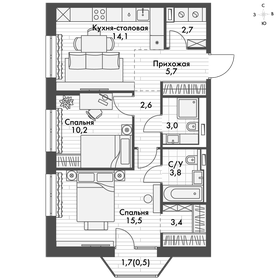 Квартира 61,5 м², 2-комнатная - изображение 1