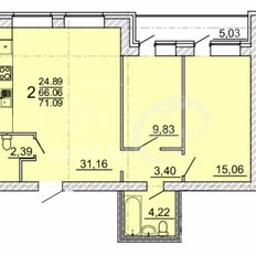 Квартира 71,1 м², 2-комнатная - изображение 1