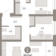 Квартира 59 м², 2-комнатная - изображение 3