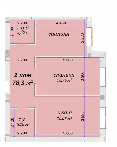 78,3 м², 2-комнатная квартира 11 000 006 ₽ - изображение 1