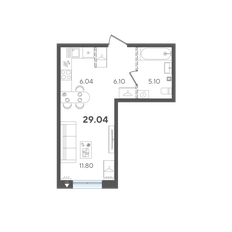 Квартира 29 м², студия - изображение 2