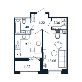 Квартира 32,3 м², 1-комнатная - изображение 1