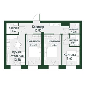 Квартира 71,7 м², 3-комнатная - изображение 1