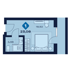 Квартира 23,1 м², 1-комнатные - изображение 1