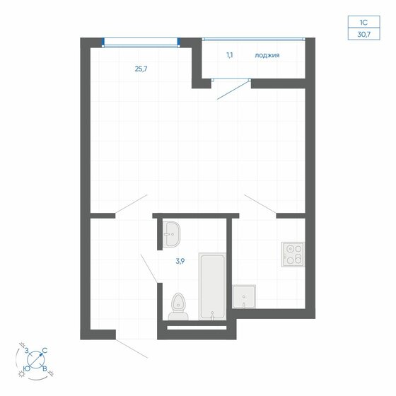 31,5 м², квартира-студия 6 088 800 ₽ - изображение 27