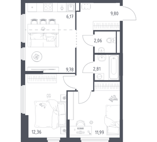 Квартира 55 м², 2-комнатная - изображение 1