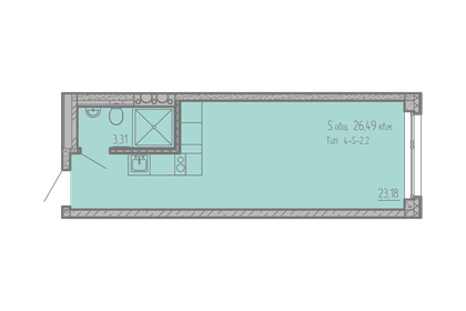 Квартира 26,4 м², студия - изображение 1