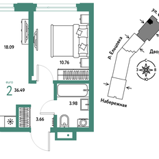 Квартира 36,5 м², 2-комнатная - изображение 3