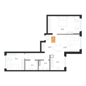 Квартира 75,1 м², 2-комнатная - изображение 1