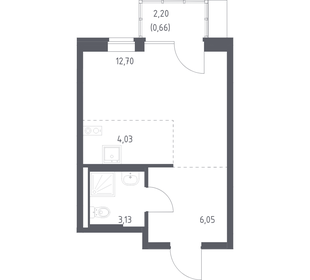 Квартира 26,6 м², студия - изображение 1