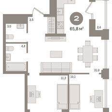 Квартира 65,5 м², 2-комнатная - изображение 3