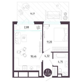 Квартира 57,9 м², 1-комнатная - изображение 1