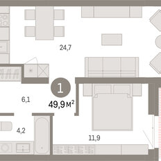 Квартира 49,9 м², 1-комнатная - изображение 3