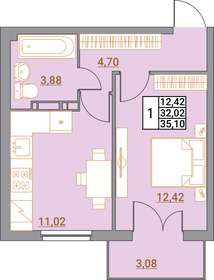 Квартира 35,1 м², 1-комнатная - изображение 1